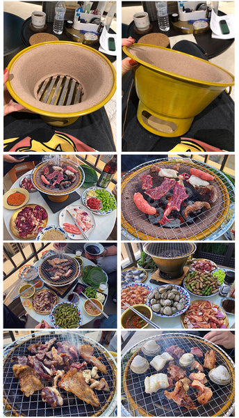 QOZY Hibachi Grill, Japanese Charcoal Grill, Outdoor BBQ Grill, Portable Barbecue Grill, Yakatori Ceramic Clay Grill, Teppanyaki Tabletop Grill for Backyard Camping Picnic Cooking