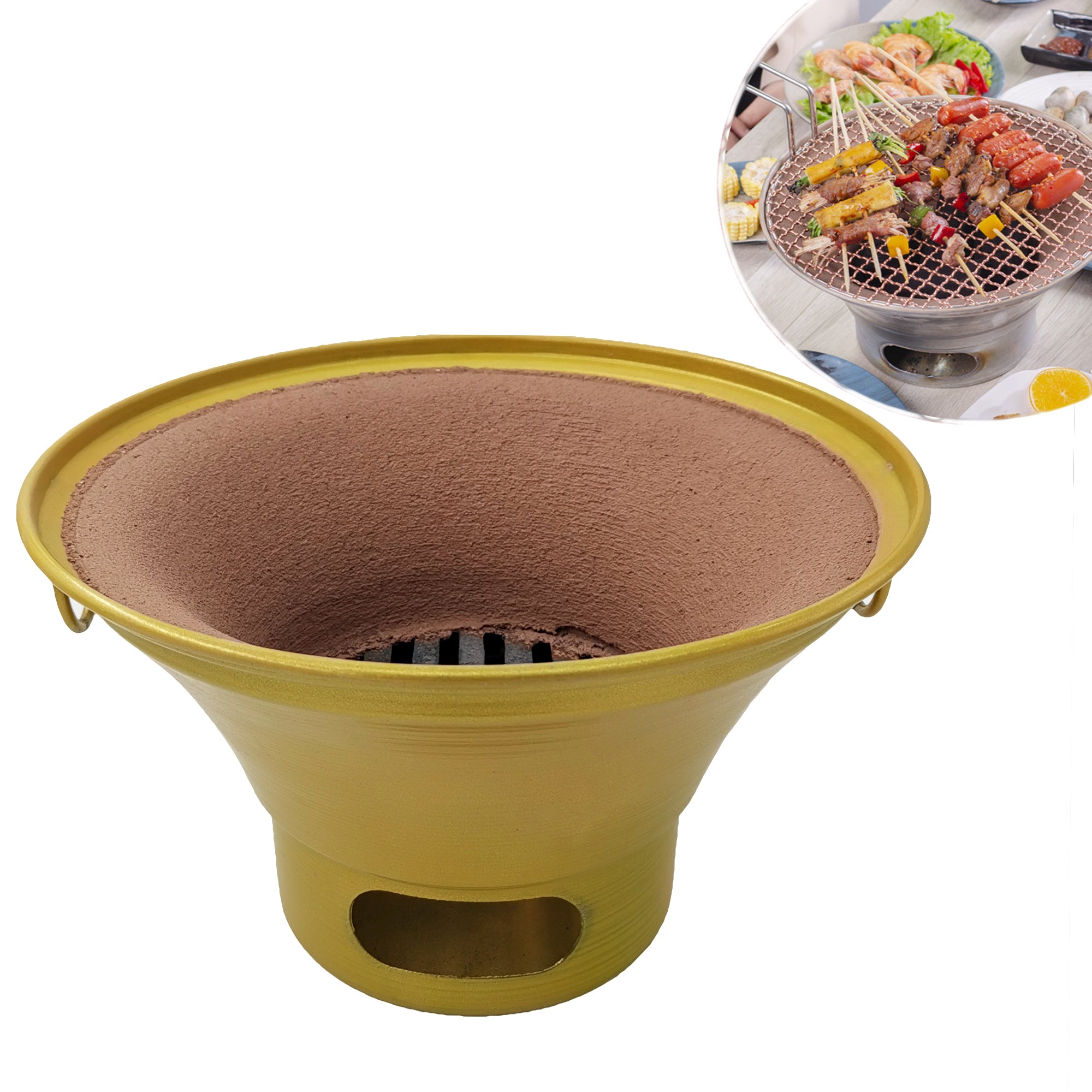 QOZY Hibachi Grill, Japanese Charcoal Grill, Outdoor BBQ Grill, Portable Barbecue Grill, Yakatori Ceramic Clay Grill, Teppanyaki Tabletop Grill for Backyard Camping Picnic Cooking