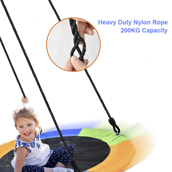 QOZY Flying Saucer Swing Set, Toddler Tree Swing, Hanging Rope Round Disc Swing, for Indoor Outdoor Kids Baby Backyards Playground Playroom Accessories