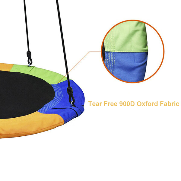 QOZY Flying Saucer Swing Set, Toddler Tree Swing, Hanging Rope Round Disc Swing, for Indoor Outdoor Kids Baby Backyards Playground Playroom Accessories