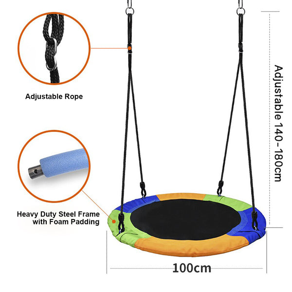 QOZY Flying Saucer Swing Set, Toddler Tree Swing, Hanging Rope Round Disc Swing, for Indoor Outdoor Kids Baby Backyards Playground Playroom Accessories