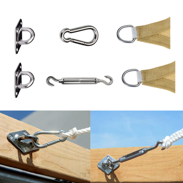 QOZY Shade Sail Hardware Kit, Sun Shade Installation Set, Marine Grade 316 Stainless Steel M8 Extra Heavy Duty 8 Inch for Rectangle ,Square  Triangle Shade Cloth, 40 Pcs Set